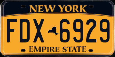 NY license plate FDX6929