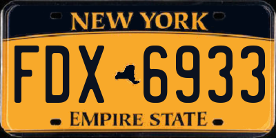 NY license plate FDX6933