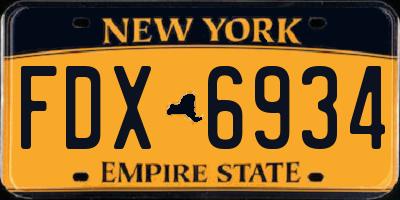 NY license plate FDX6934