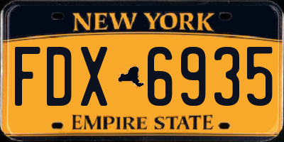 NY license plate FDX6935