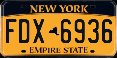 NY license plate FDX6936