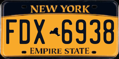 NY license plate FDX6938