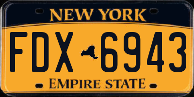 NY license plate FDX6943