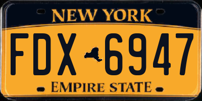 NY license plate FDX6947