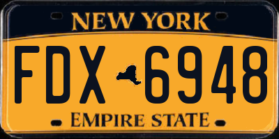 NY license plate FDX6948