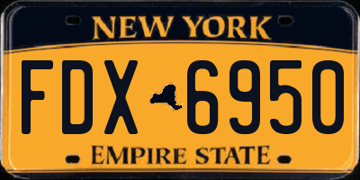 NY license plate FDX6950