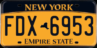 NY license plate FDX6953