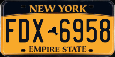 NY license plate FDX6958