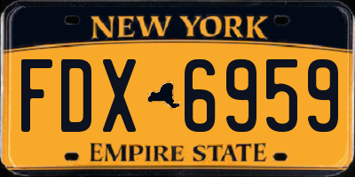 NY license plate FDX6959