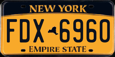 NY license plate FDX6960