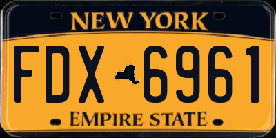 NY license plate FDX6961
