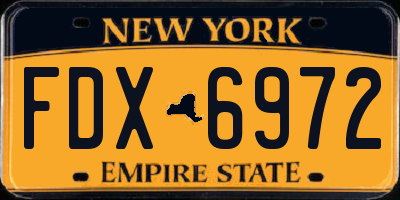 NY license plate FDX6972