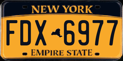NY license plate FDX6977