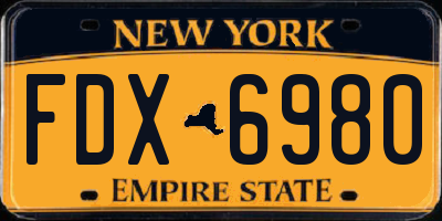 NY license plate FDX6980