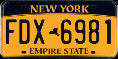 NY license plate FDX6981