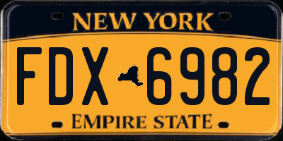 NY license plate FDX6982