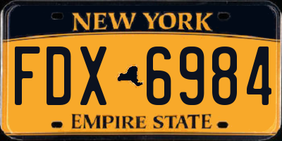 NY license plate FDX6984