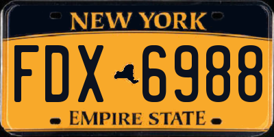 NY license plate FDX6988