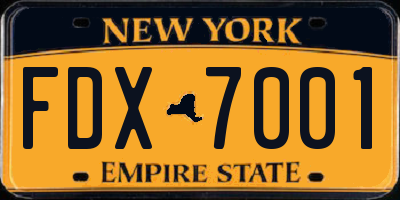 NY license plate FDX7001