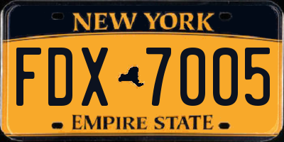 NY license plate FDX7005