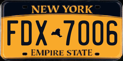 NY license plate FDX7006
