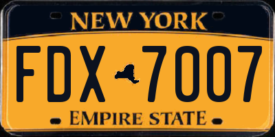 NY license plate FDX7007