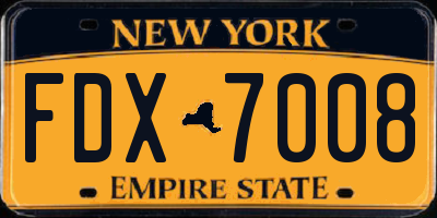 NY license plate FDX7008