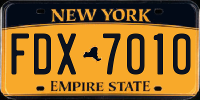 NY license plate FDX7010