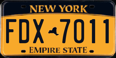 NY license plate FDX7011