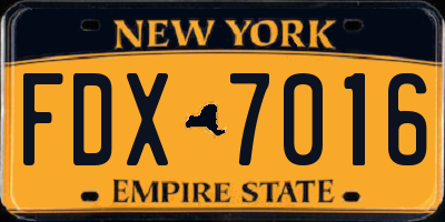 NY license plate FDX7016
