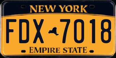 NY license plate FDX7018