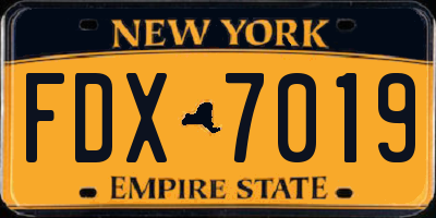 NY license plate FDX7019