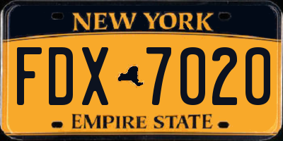 NY license plate FDX7020