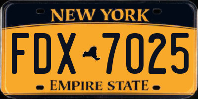 NY license plate FDX7025