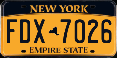 NY license plate FDX7026