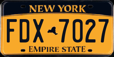 NY license plate FDX7027