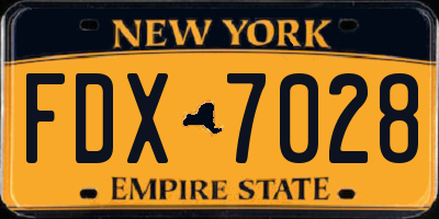 NY license plate FDX7028