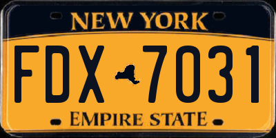 NY license plate FDX7031