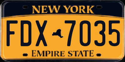 NY license plate FDX7035