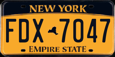 NY license plate FDX7047
