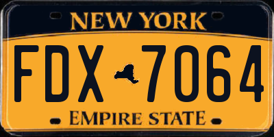 NY license plate FDX7064