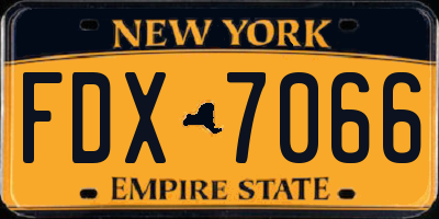 NY license plate FDX7066