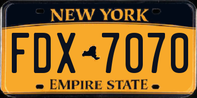 NY license plate FDX7070