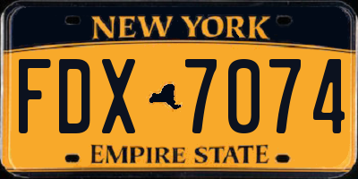 NY license plate FDX7074