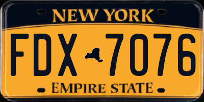 NY license plate FDX7076
