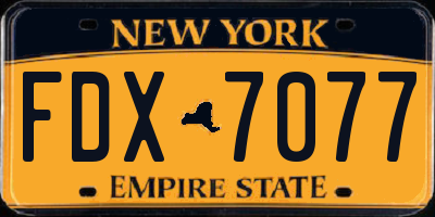 NY license plate FDX7077