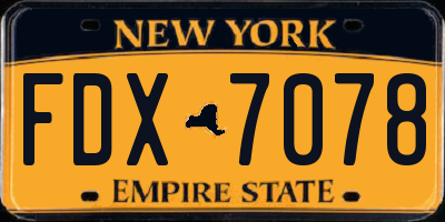 NY license plate FDX7078