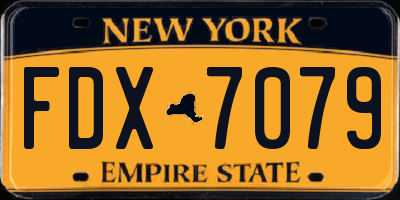 NY license plate FDX7079