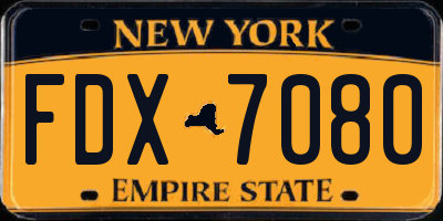 NY license plate FDX7080