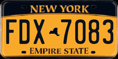 NY license plate FDX7083